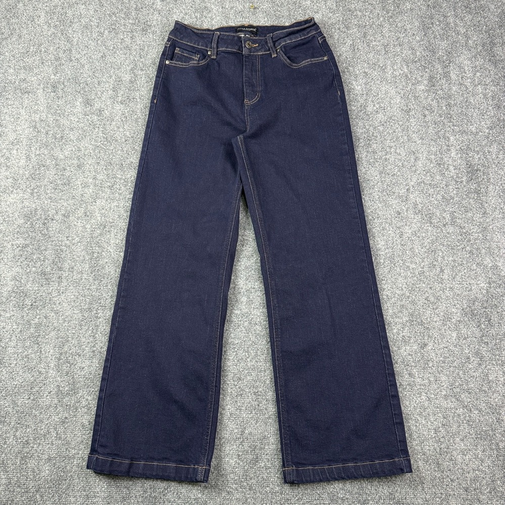 Flying Banana Womens Wide Leg Jeans Size 8 Short Dark Wash High Rise Stretch